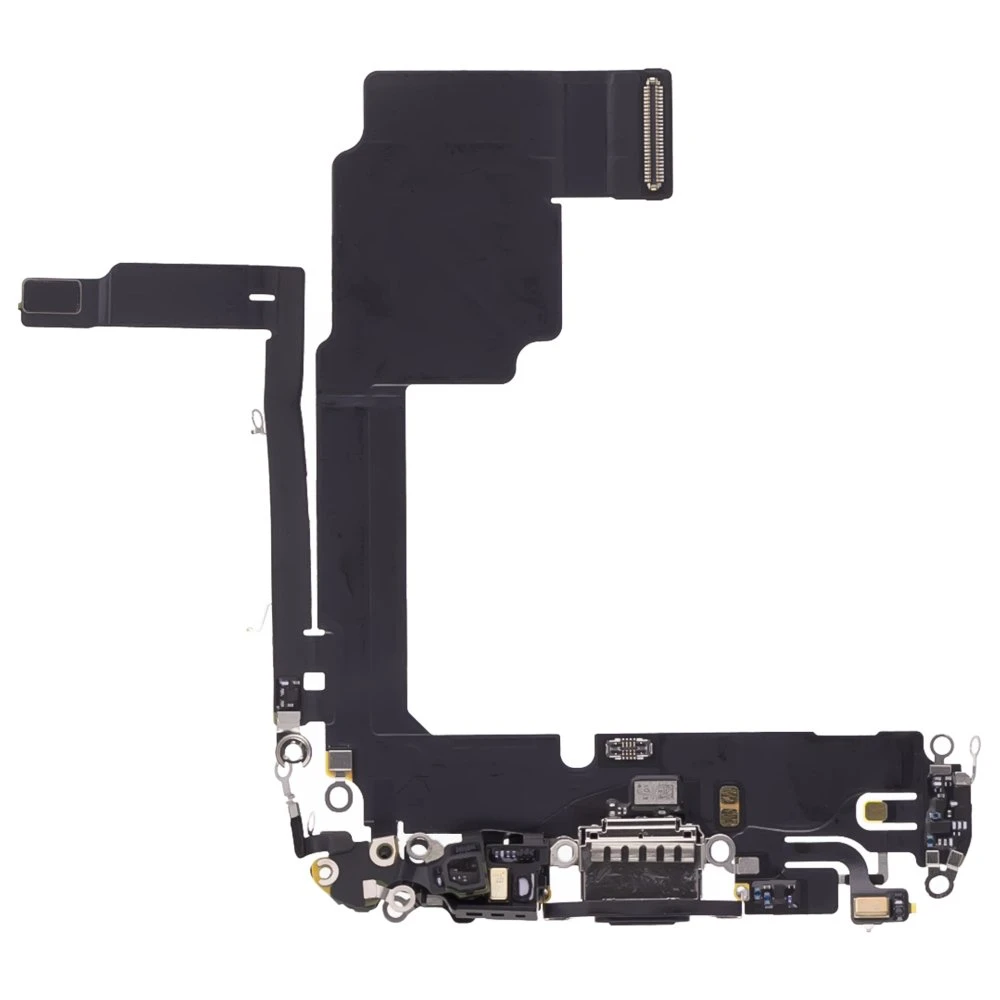 Шлейф для Apple iPhone 15 Pro с комп. + разъем зарядки + микрофон (черный) (ORIG100) фото №1