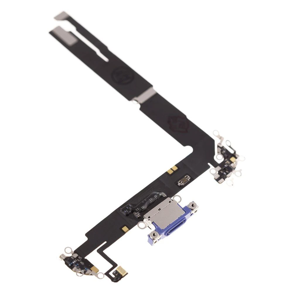 Шлейф для Apple iPhone 16 Plus с комп. + разъем зарядки + микрофон (синий) (ORIG100)  фото №3