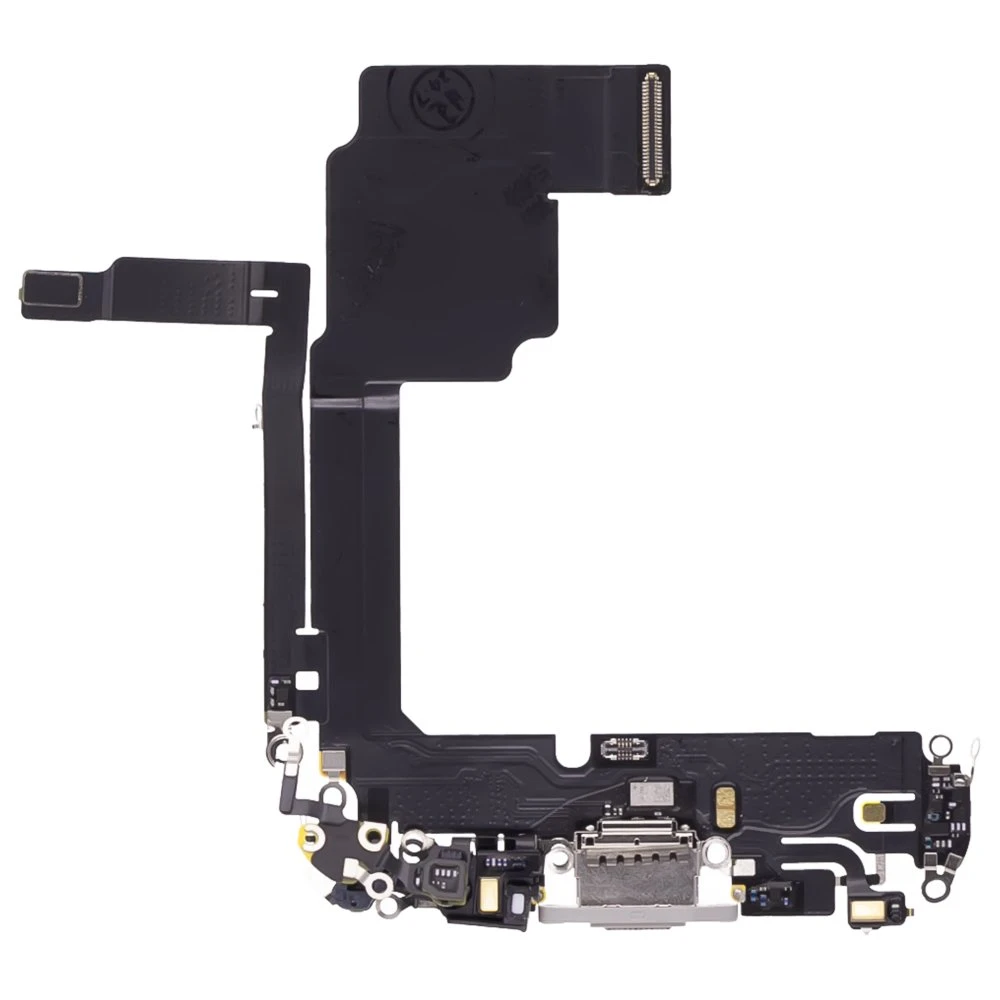 Шлейф для Apple iPhone 15 Pro с комп. + разъем зарядки + микрофон (белый) (ORIG100) фото №1
