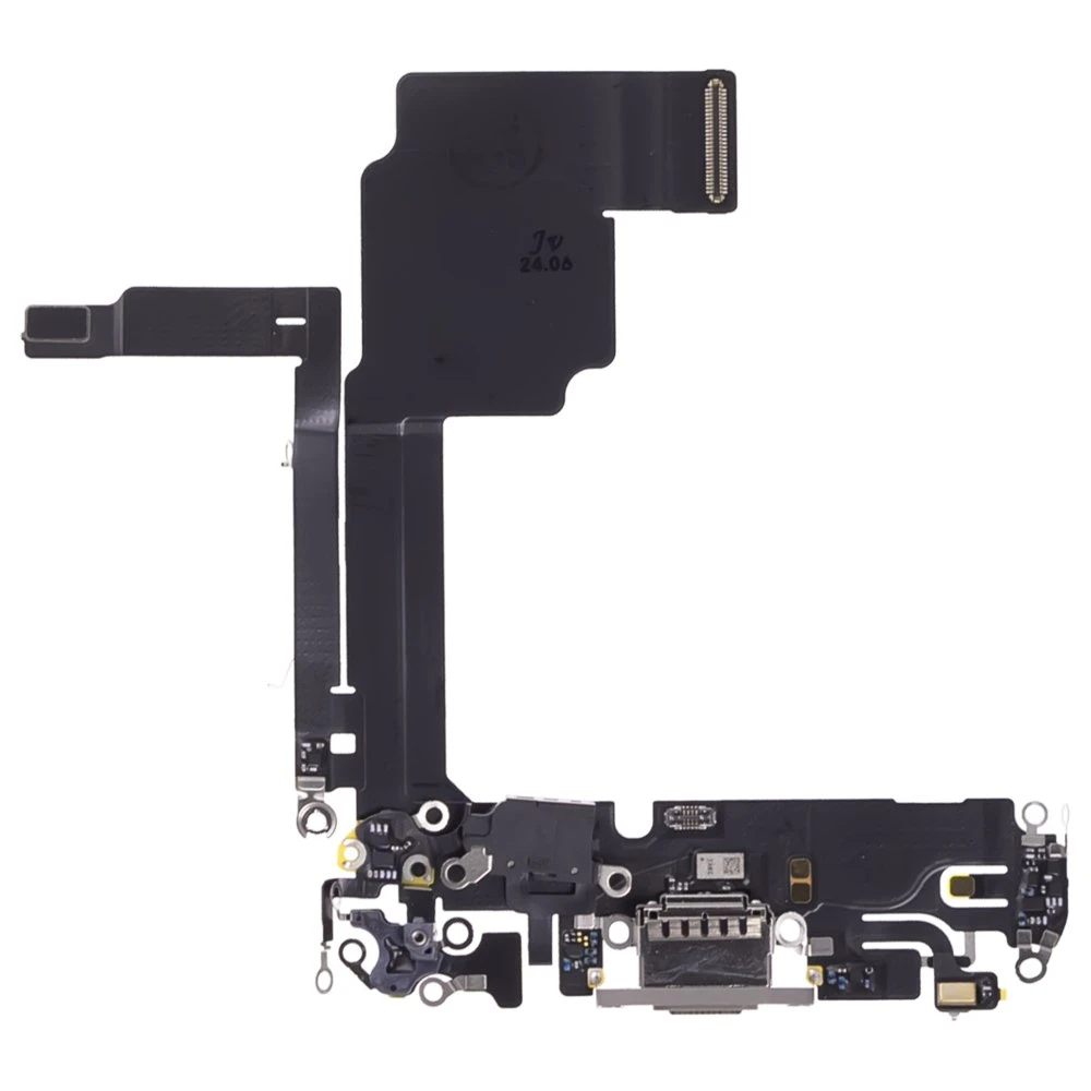 Шлейф для Apple iPhone 15 Pro с комп. + разъем зарядки + микрофон (титановый) (ORIG100) фото №1