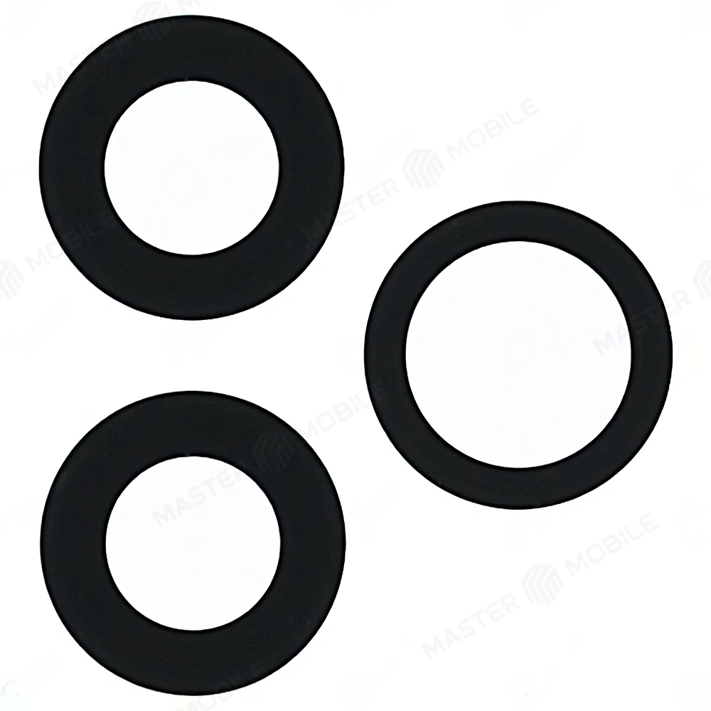 Стекло задней камеры для Apple iPhone 12 Pro Max (комплект 3 шт.) (без рамки) (черный) (ORIG100) 