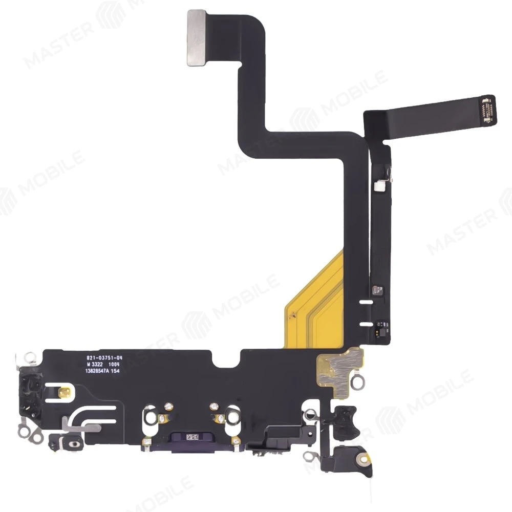 Шлейф для Apple iPhone 14 Pro с комп. + разъем зарядки + микрофон (фиолетовый) (ORIG100) фото №2