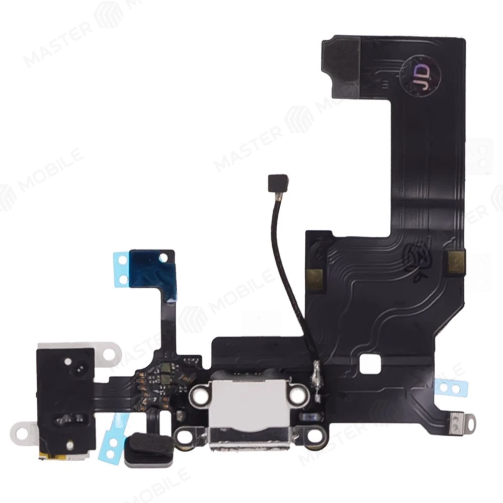 Шлейф для Apple iPhone 5 с комп. + разъем зарядки/гарнитуры + микрофон (белый)  фото №1