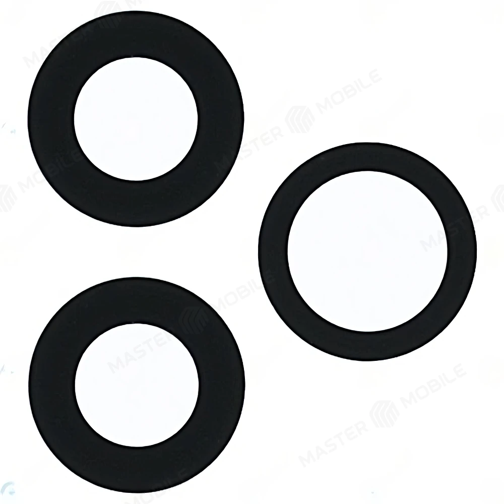 Стекло задней камеры для Apple iPhone 12 Pro (комплект 3 шт.) (без рамки) (черный) (ORIG100) 