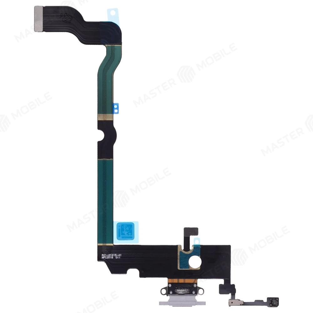 Шлейф для Apple iPhone Xs Max с комп. + разъем зарядки + микрофон (белый)  фото №2