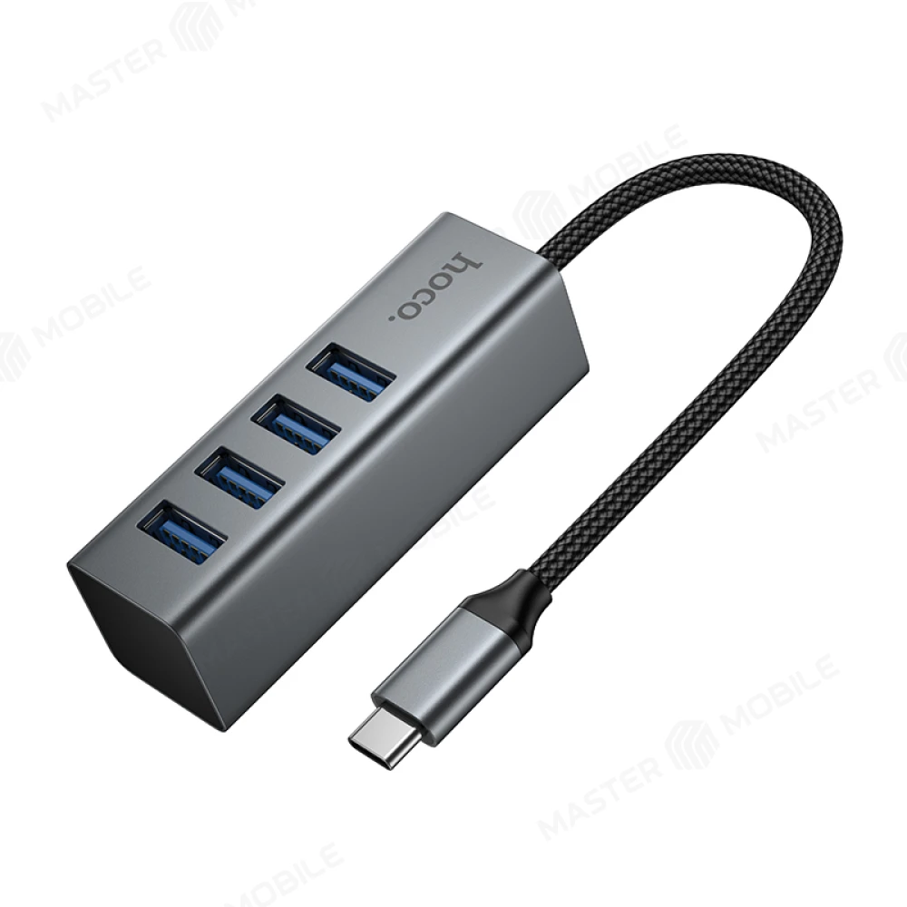 Разветвитель USB Hub Hoco HB1С 4 USB - TypeC (серый) фото №2