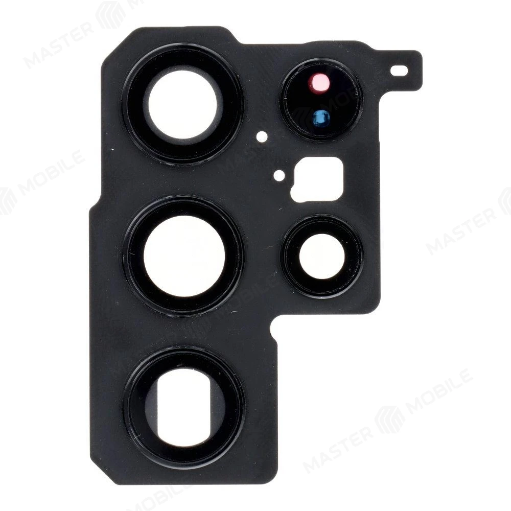 Стекло задней камеры для Samsung S908 Galaxy S22 Ultra (черный) (в рамке) 