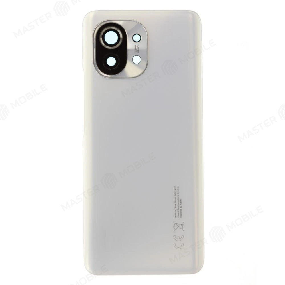 Задняя крышка для Xiaomi Mi 11 5G (M2011K2G) (белый) (в сборе со стеклом камеры) (ORIG100)  фото №1