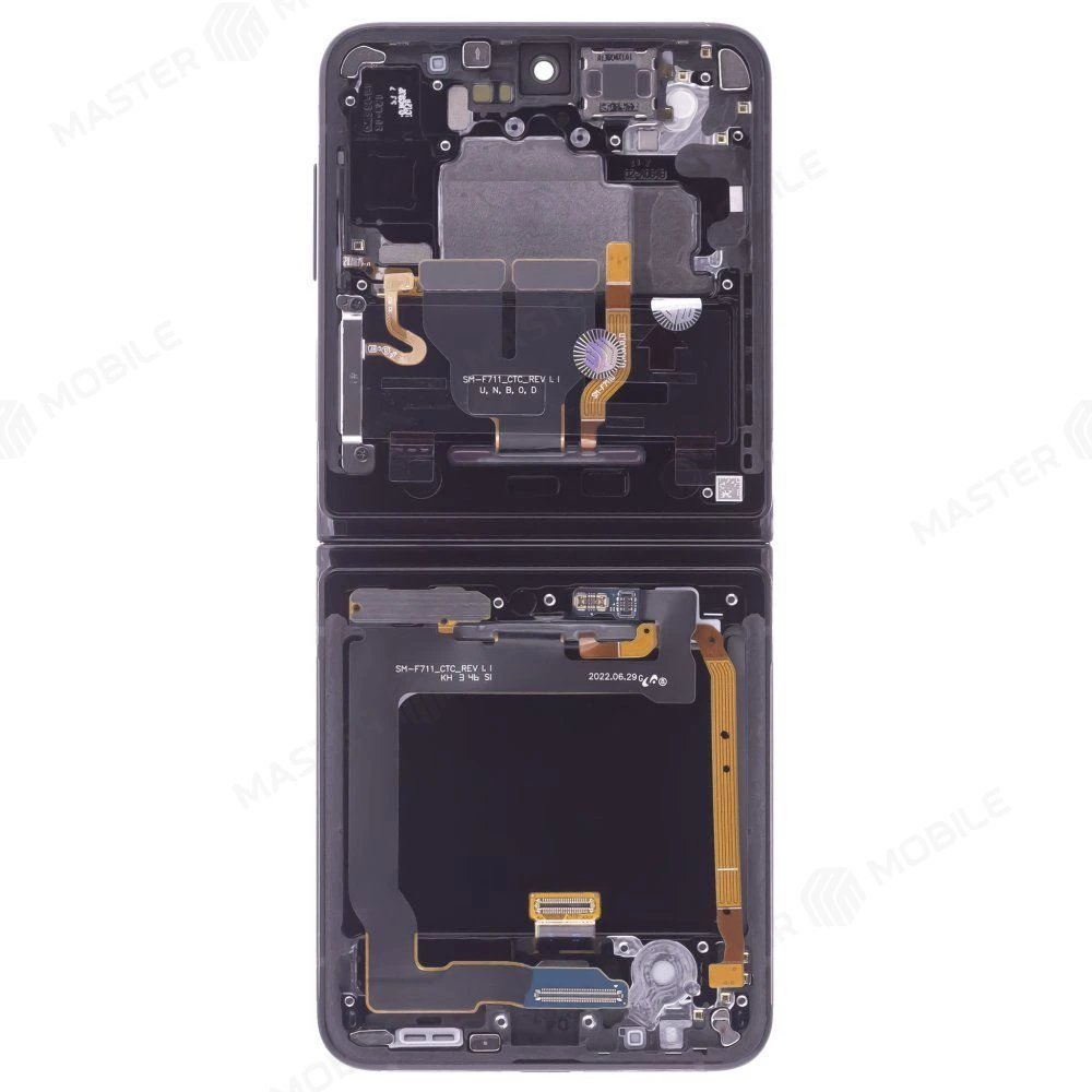 Дисплей для Samsung F711 Galaxy Z Flip 3 + тачскрин (внутренний) (черный) (в рамке) (ORIG100) (SP) фото №2