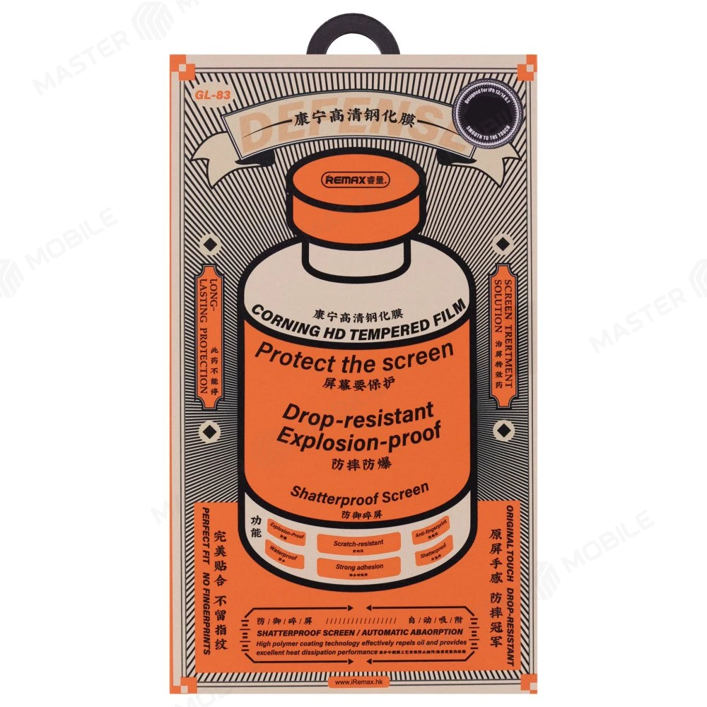 Защитное стекло Remax Corning Glass GL-83 для Apple iPhone 13 / iPhone 13 Pro / iPhone 14 (усиленное) (черный) фото №1