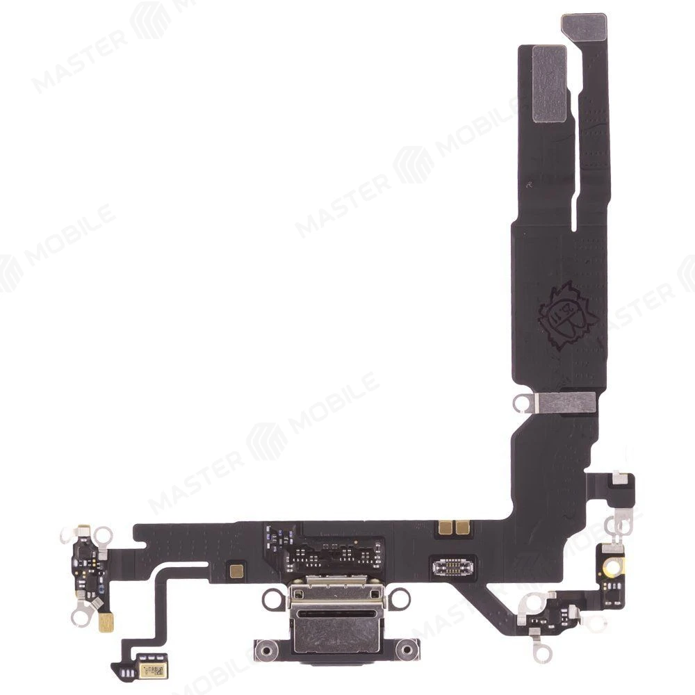 Шлейф для Apple iPhone 17 (SIM + eSIM) / iPhone 17 (eSIM) с комп. + разъем зарядки + микрофон (черный) (ORIG100)  фото №1