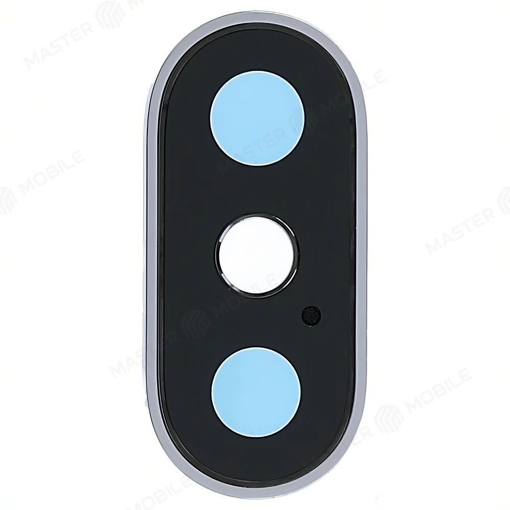 Стекло задней камеры для Apple iPhone X (в рамке) (серебристый)  фото №1