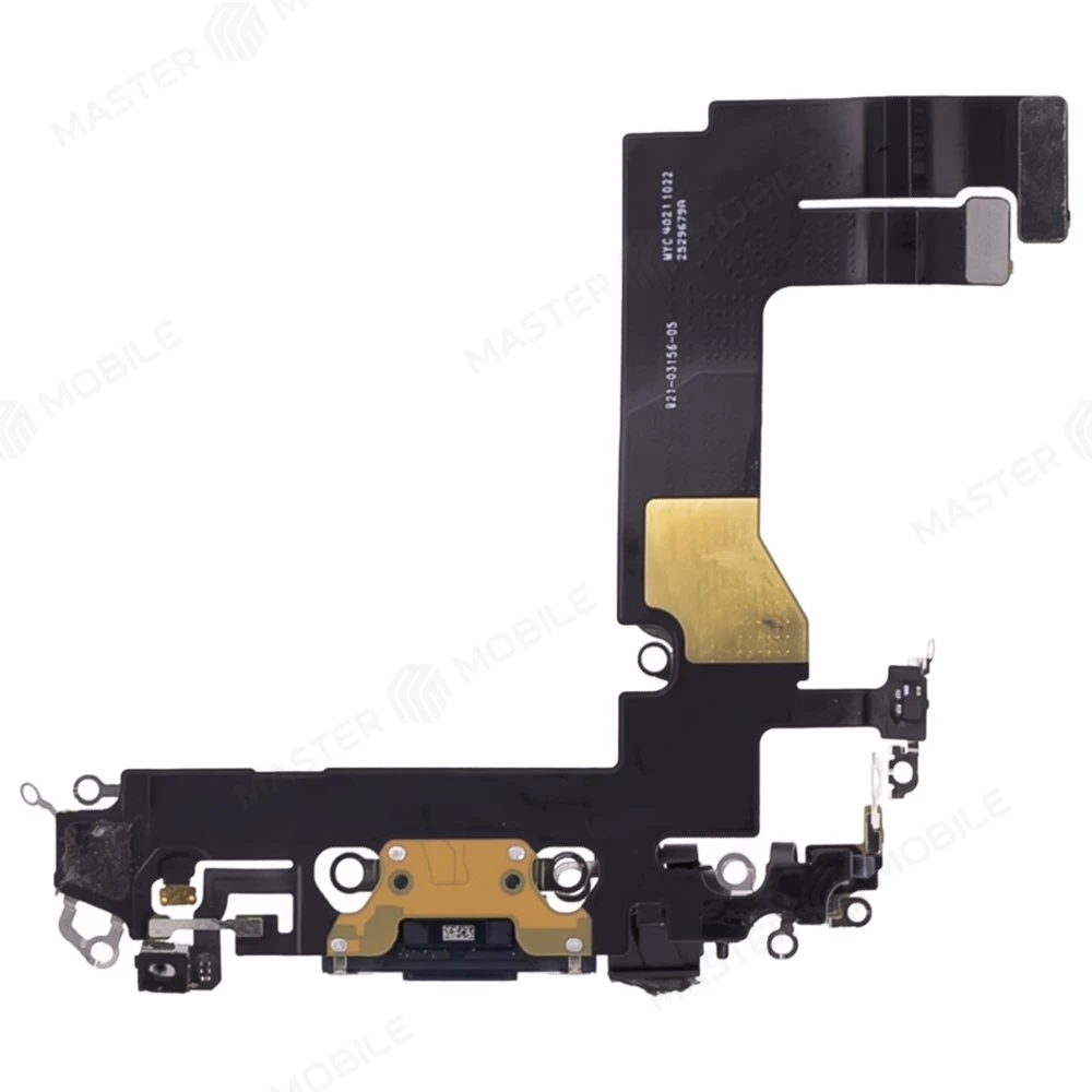 Шлейф для Apple iPhone 13 mini с комп. + разъем зарядки + микрофон (черный) (ORIG100) фото №2