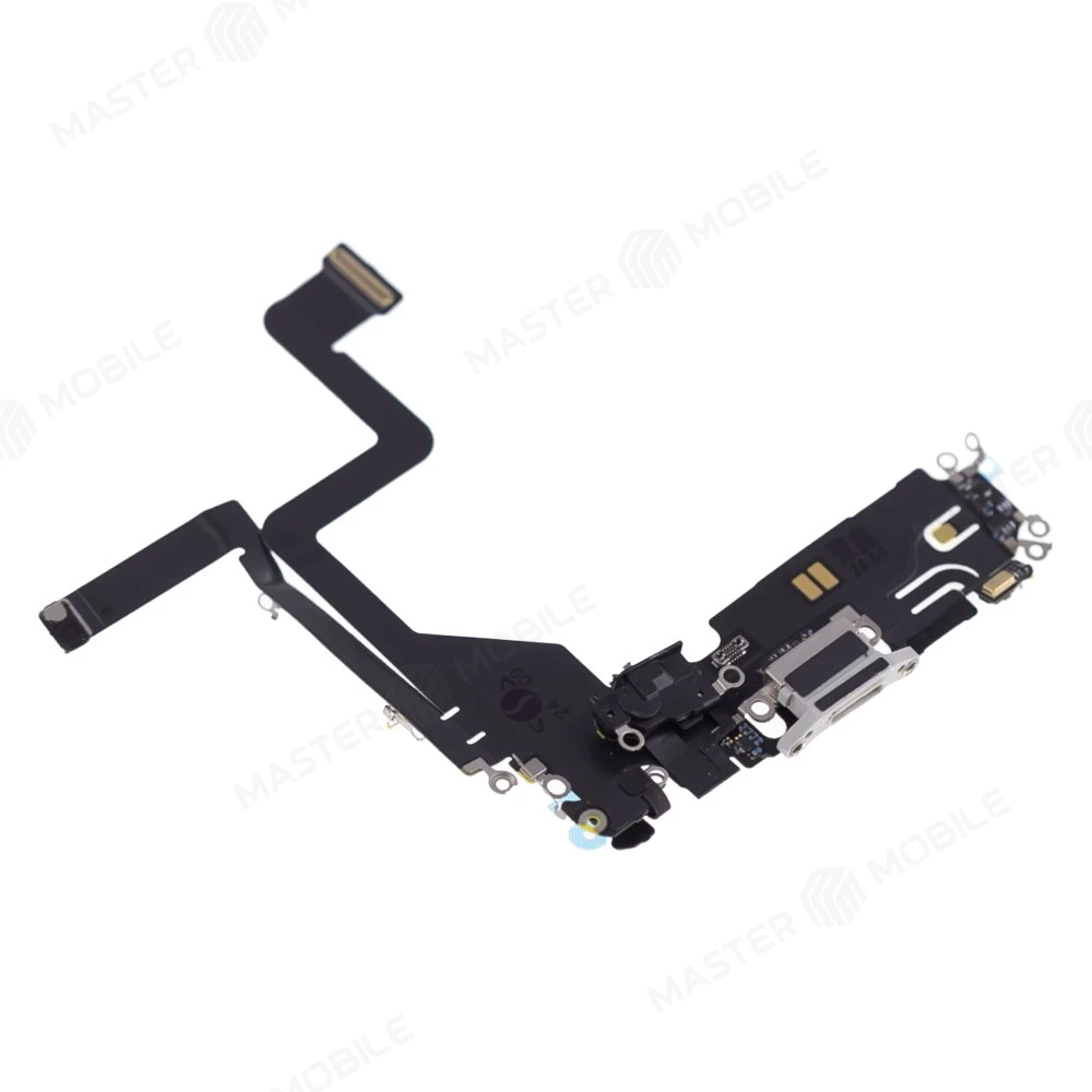 Шлейф для Apple iPhone 14 Pro с комп. + разъем зарядки + микрофон (белый) (ORIG100) фото №3