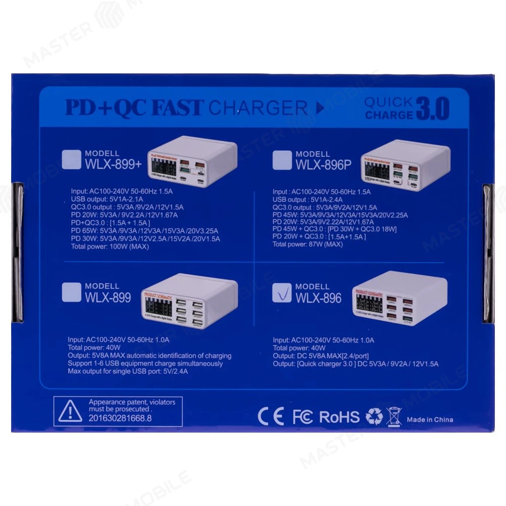 Зарядная станция Product Schematic WLX-896 на 6 USB портов с дисплеем (40W) фото №5