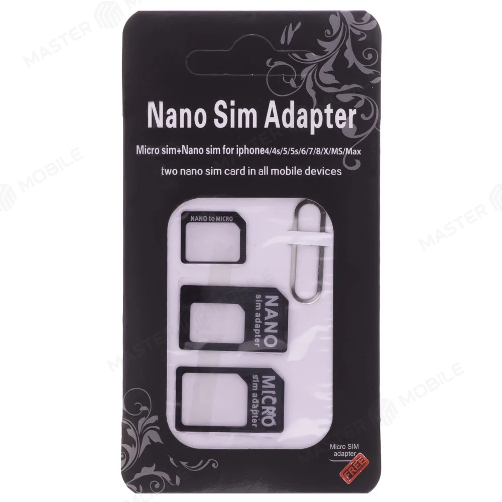 Сим-адаптер 3 в 1 (Nano/Micro/Mini) (черный) 