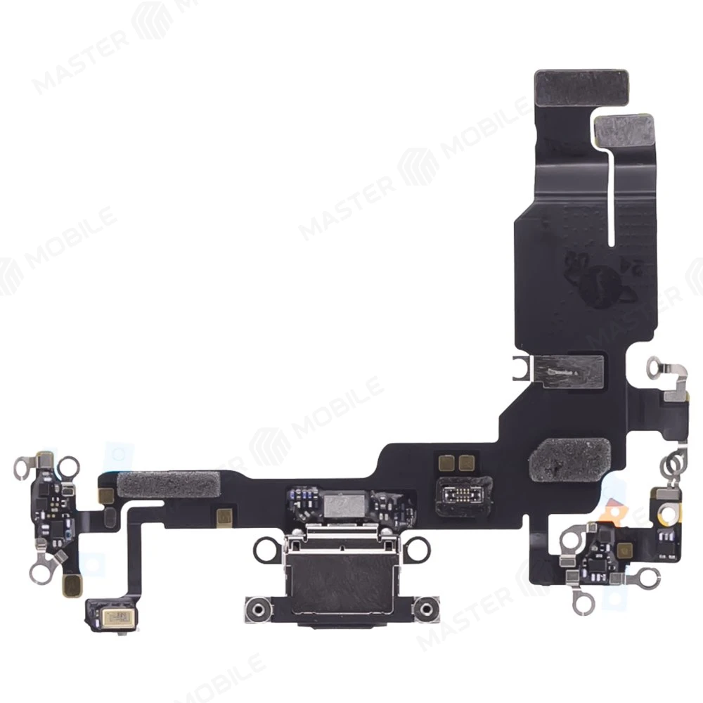 Шлейф для Apple iPhone 15 с комп. + разъем зарядки + микрофон (черный) (ORIG100) фото №1