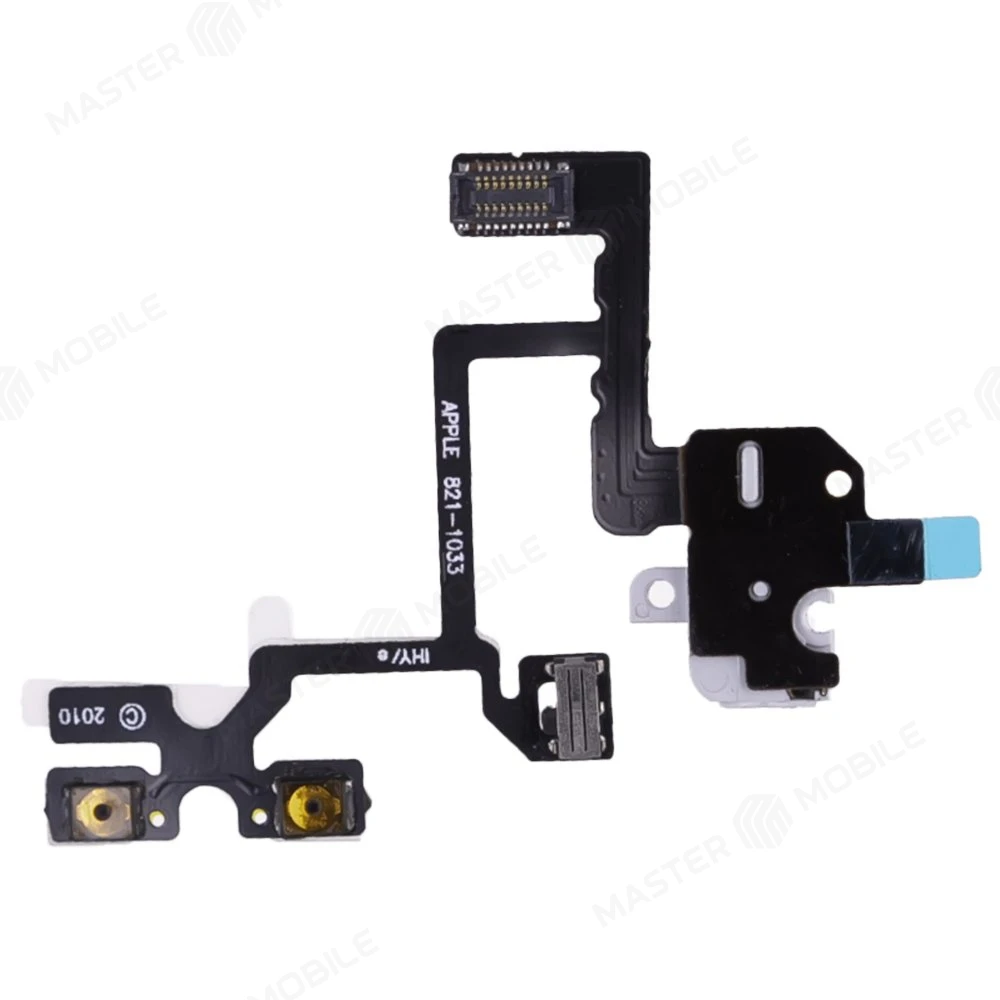 Шлейф для Apple iPhone 4 с комп. (на кнопки громкости) + разъем гарнитуры (белый)  фото №1