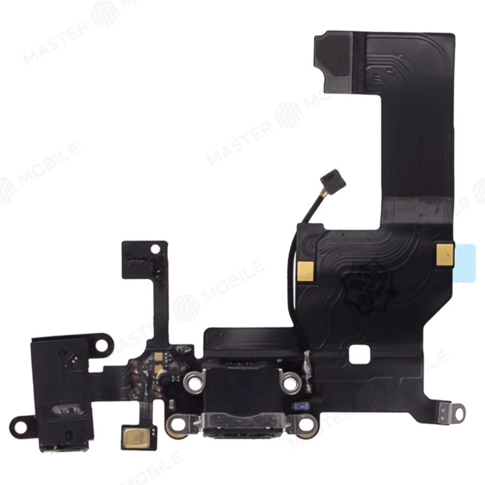 Шлейф для Apple iPhone 5 с комп. + разъем зарядки/гарнитуры + микрофон (черный)  фото №1