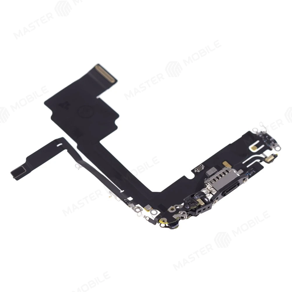 Шлейф для Apple iPhone 15 Pro с комп. + разъем зарядки + микрофон (черный) (ORIG100) фото №3