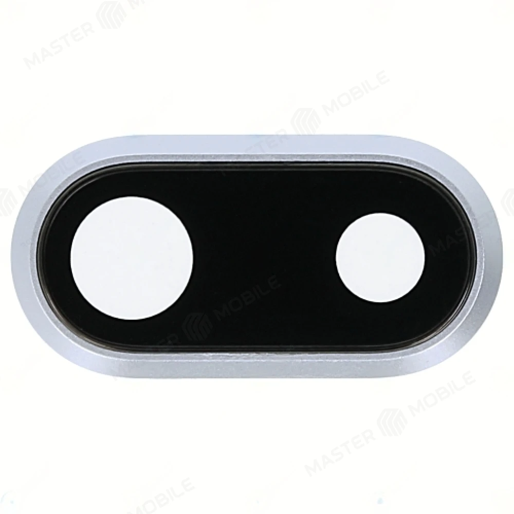 Стекло задней камеры для Apple iPhone 8 Plus (в рамке) (серебристый)  