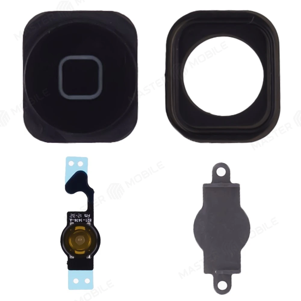 Шлейф для Apple iPhone 5 с держателем кнопки Home и резинкой (черный)  