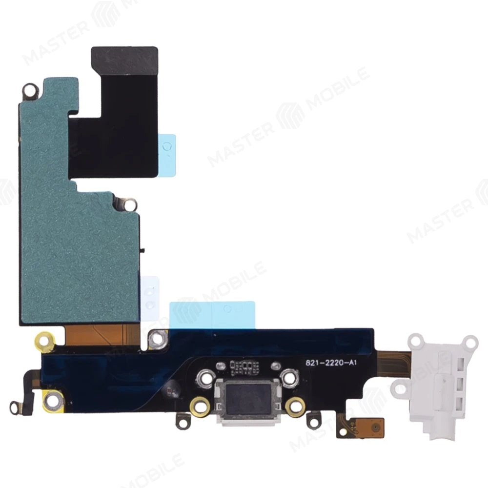 Шлейф для Apple iPhone 6 Plus с комп. + разъем зарядки/гарнитуры + микрофон (белый)  фото №2