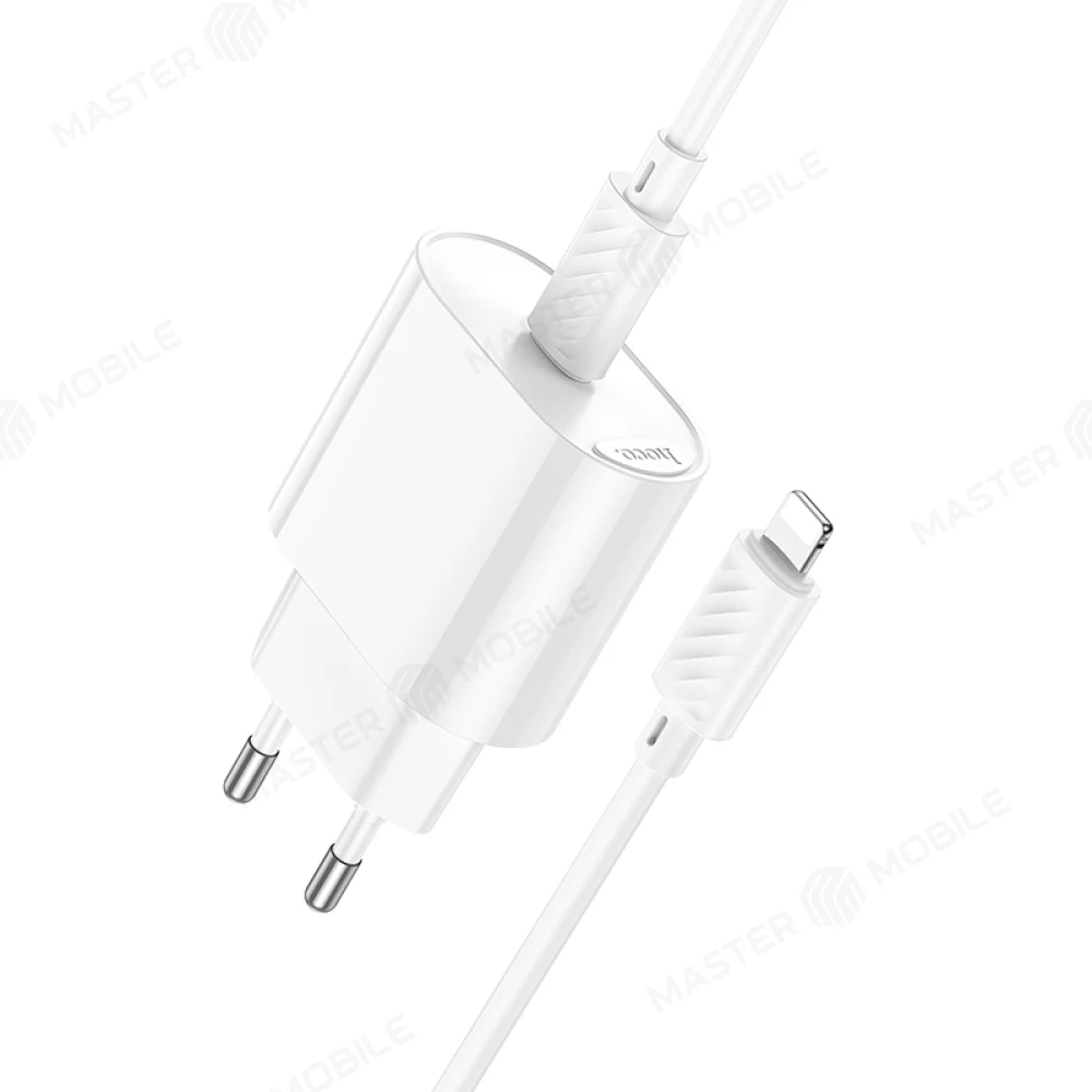 Сетевое зарядное устройство Hoco C109A TypeC 20W + кабель TypeC - Lightning (белый) фото №5