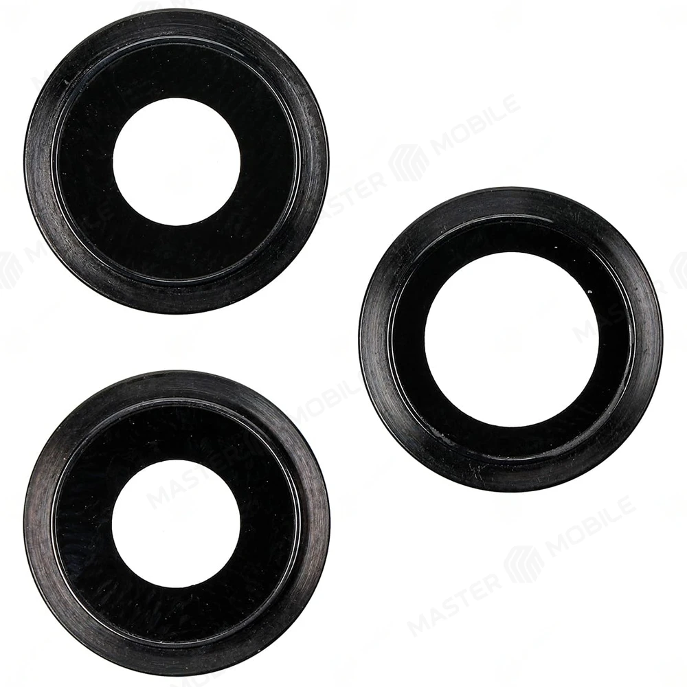 Стекло задней камеры для Apple iPhone 11 Pro / iPhone 11 Pro Max (комплект 3 шт.) (черный) (в рамке) фото №1