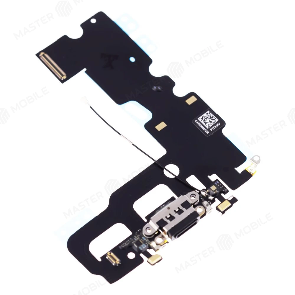 Шлейф для Apple iPhone 7 с комп. + разъем зарядки + микрофон (черный)  фото №3