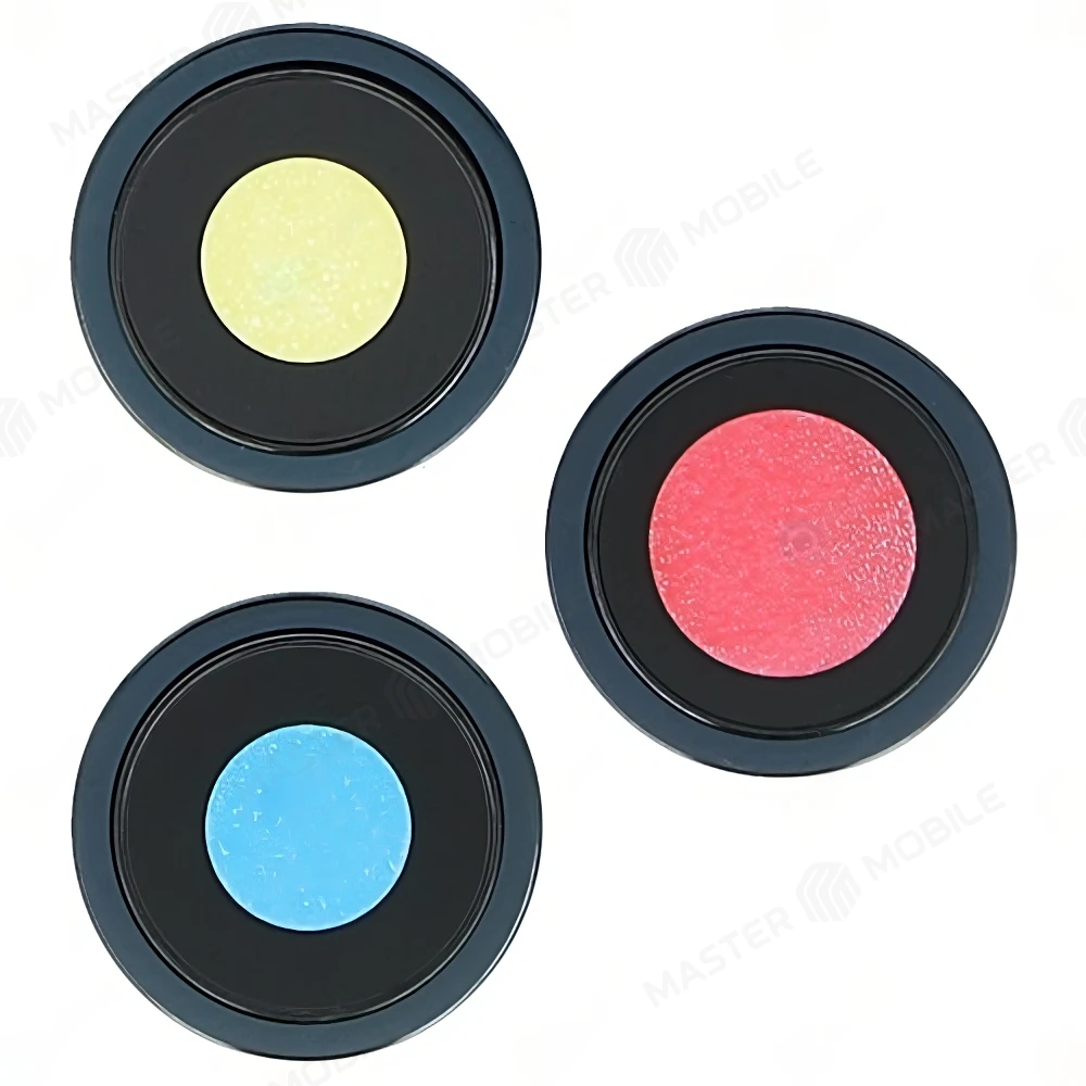 Стекло задней камеры для Apple iPhone 12 Pro (комплект 3 шт.) (в рамке) (синий)  