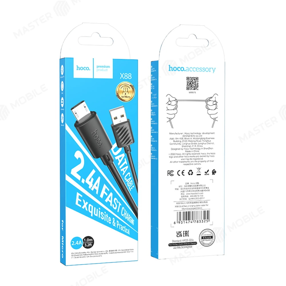 Дата-кабель Hoco X88 USB - TypeC 1 м 3A (черный) фото №4