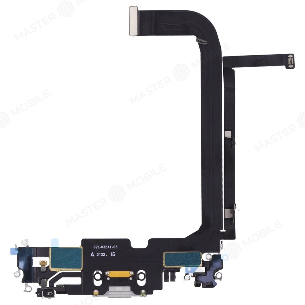 Шлейф для Apple iPhone 13 Pro Max с комп. + разъем зарядки + микрофон (белый) (ORIG100) фото №2