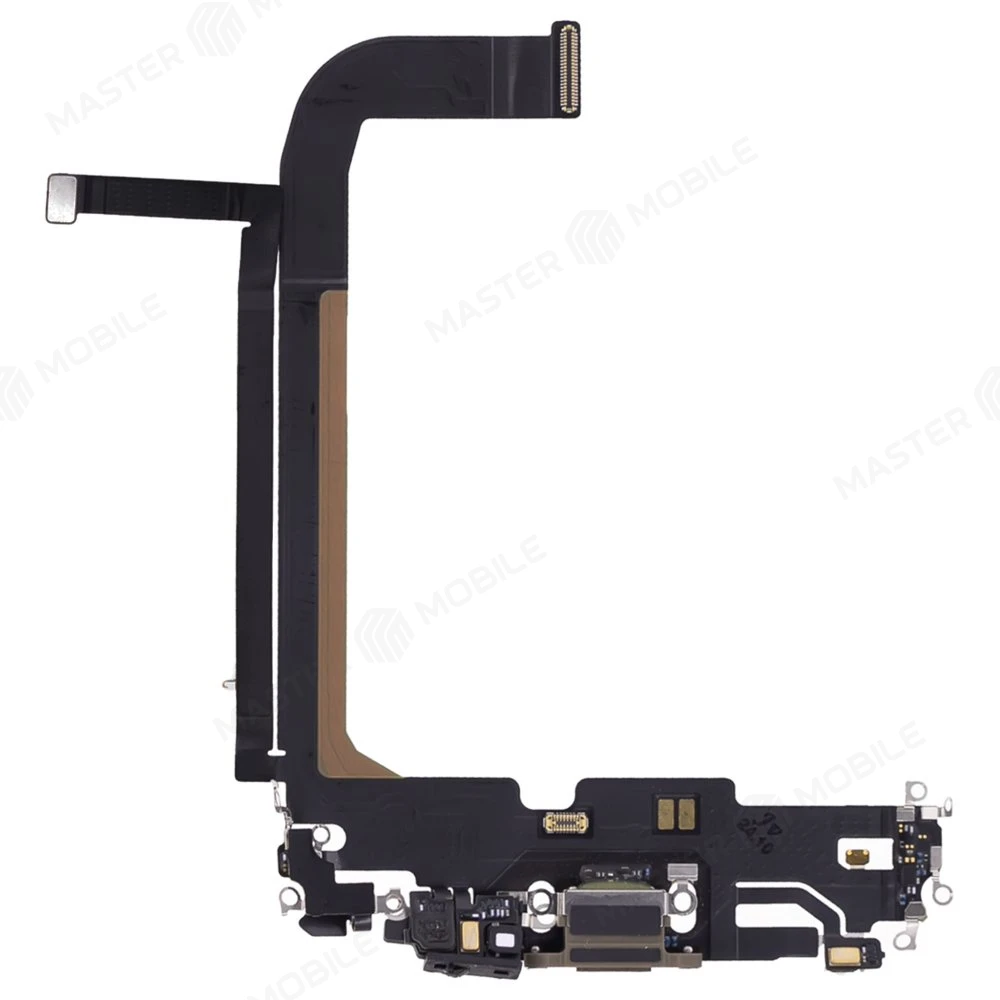 Шлейф для Apple iPhone 13 Pro Max с комп. + разъем зарядки + микрофон (золотистый) (ORIG100) фото №1