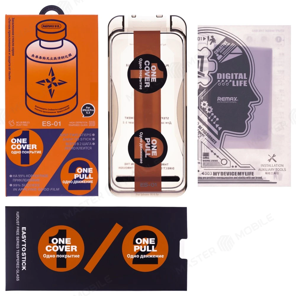 Защитное стекло Remax Tempred Glass ES-01 с аппликатором для Apple iPhone 14 Pro Max / iPhone 15 Plus / iPhone 16 Plus (черный) фото №4