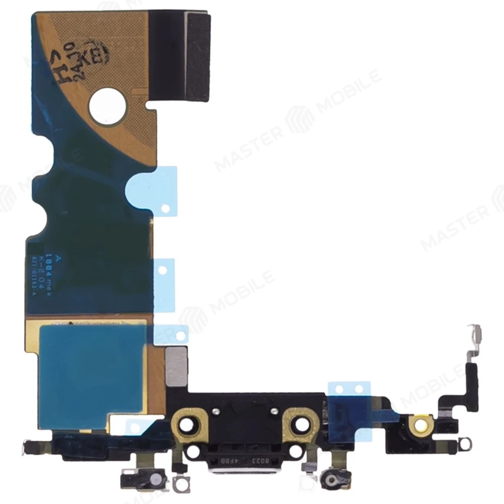 Шлейф для Apple iPhone SE 2020 с комп. + разъем зарядки + микрофон (черный) (ORIG100) фото №2