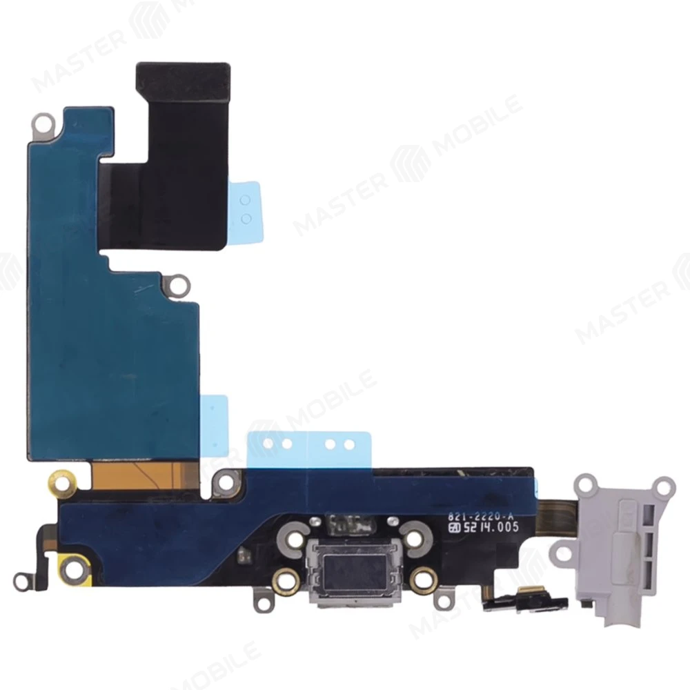 Шлейф для Apple iPhone 6 Plus с комп. + разъем зарядки/гарнитуры + микрофон (серый) (ORIG100) фото №2