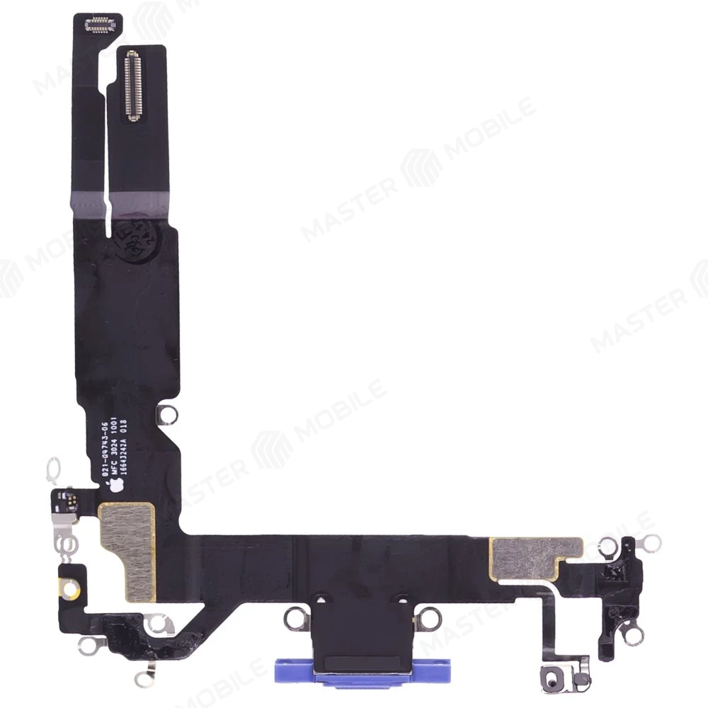 Шлейф для Apple iPhone 16 с комп. + разъем зарядки + микрофон (синий) (ORIG100)  фото №2