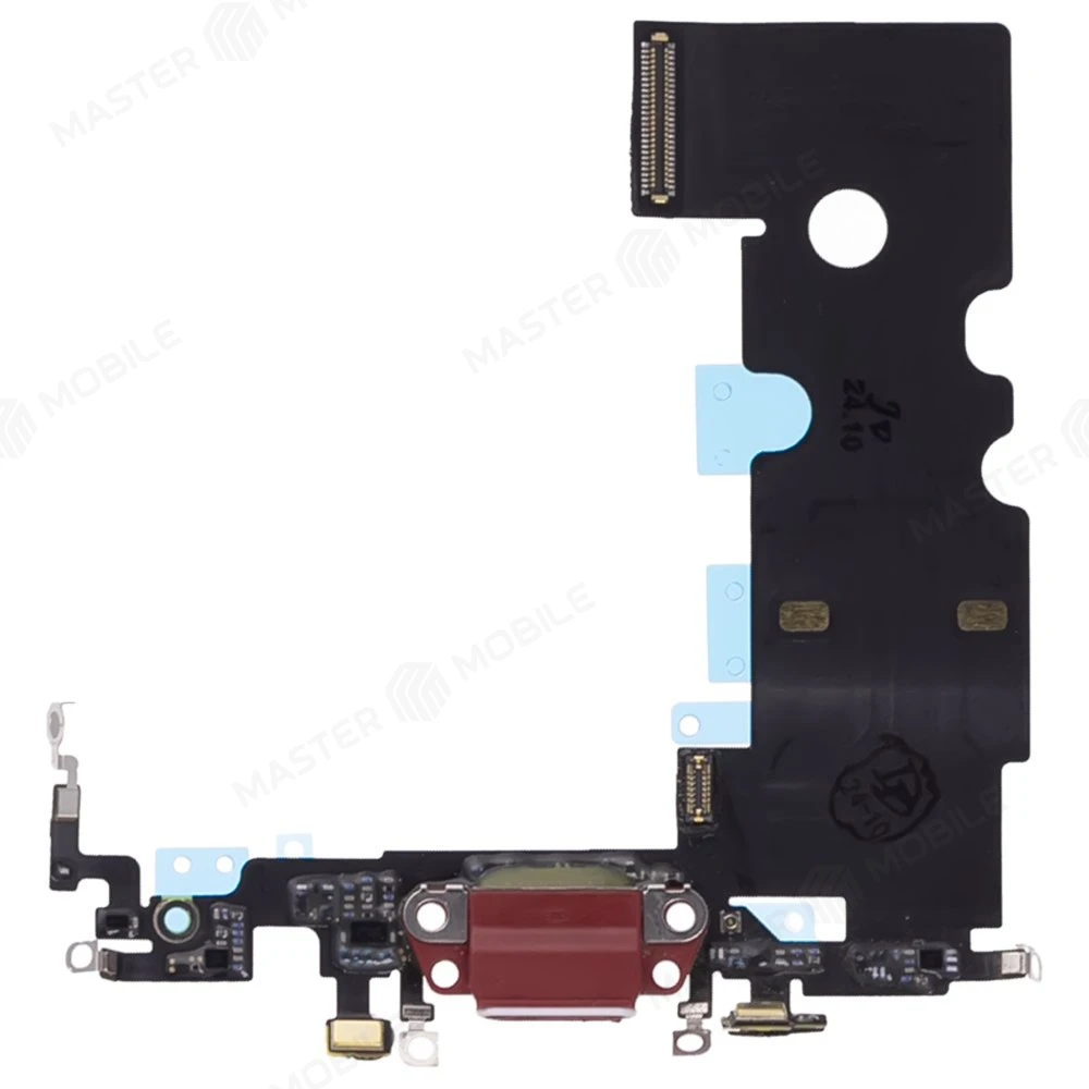 Шлейф для Apple iPhone SE 2022 с комп. + разъем зарядки + микрофон (красный) (ORIG100) фото №1