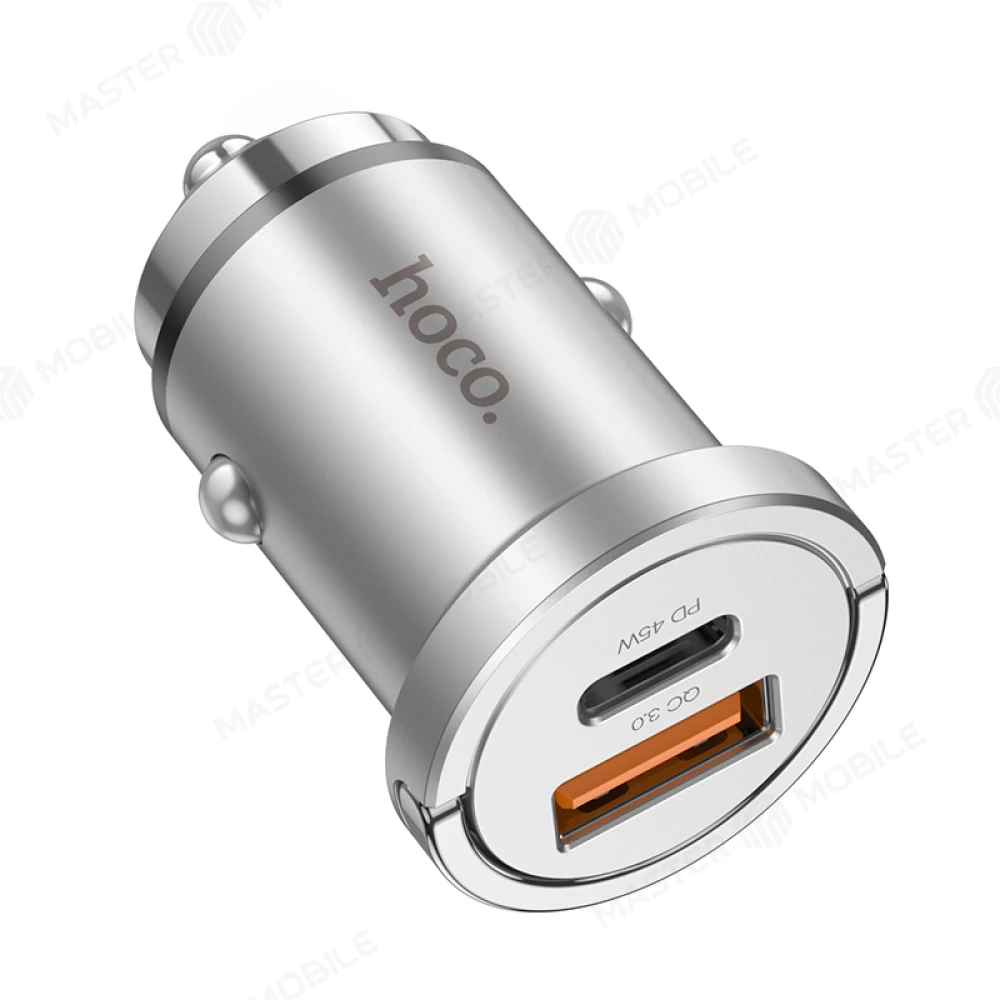 Автомобильное зарядное устройство Hoco NZ10 USB + TypeC 45W (серый) фото №3