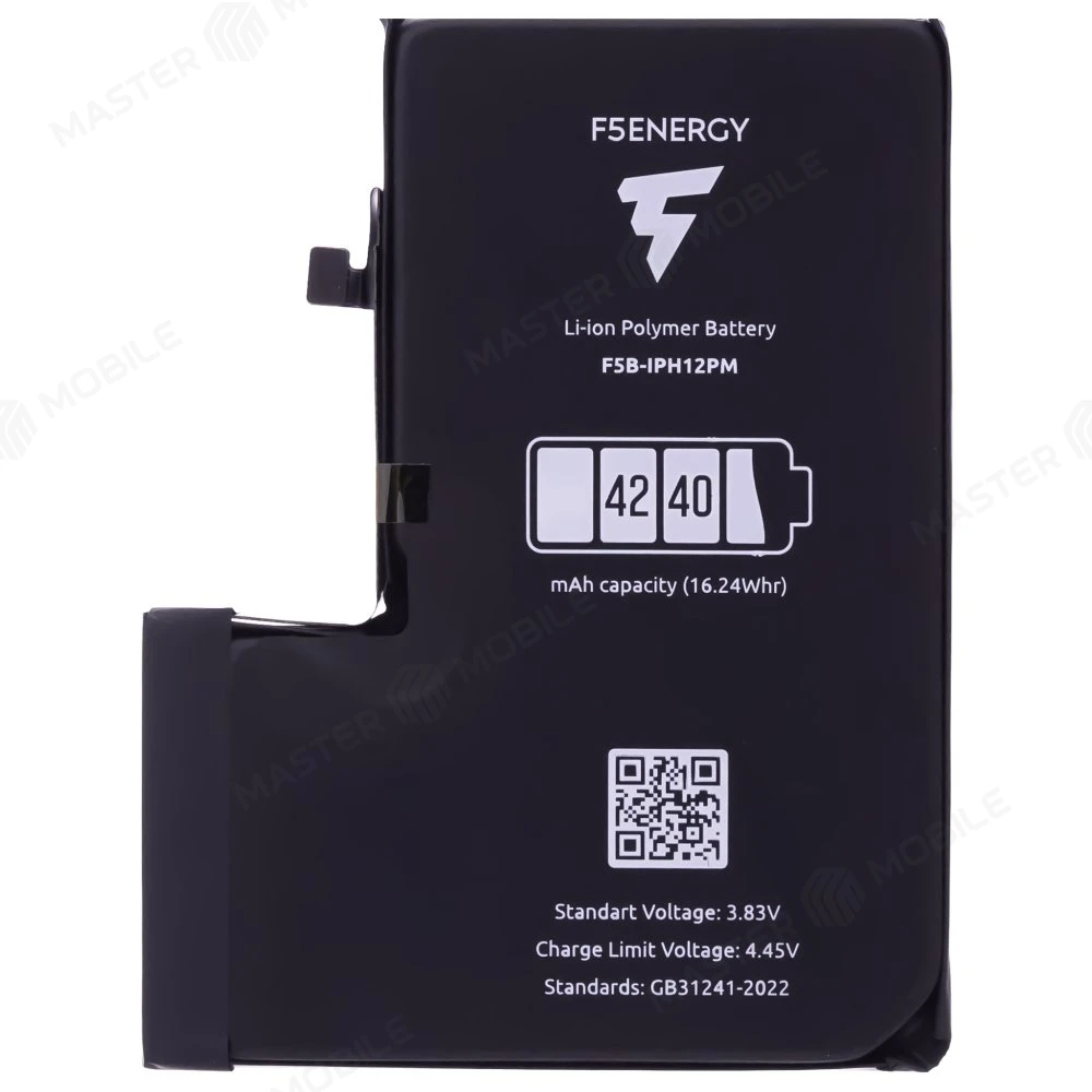 Аккумулятор для Apple iPhone 12 Pro Max (F5ENERGY) (усиленный) (4240 мАч) (SPECIAL EDITION) + двухсторонний скотч фото №1