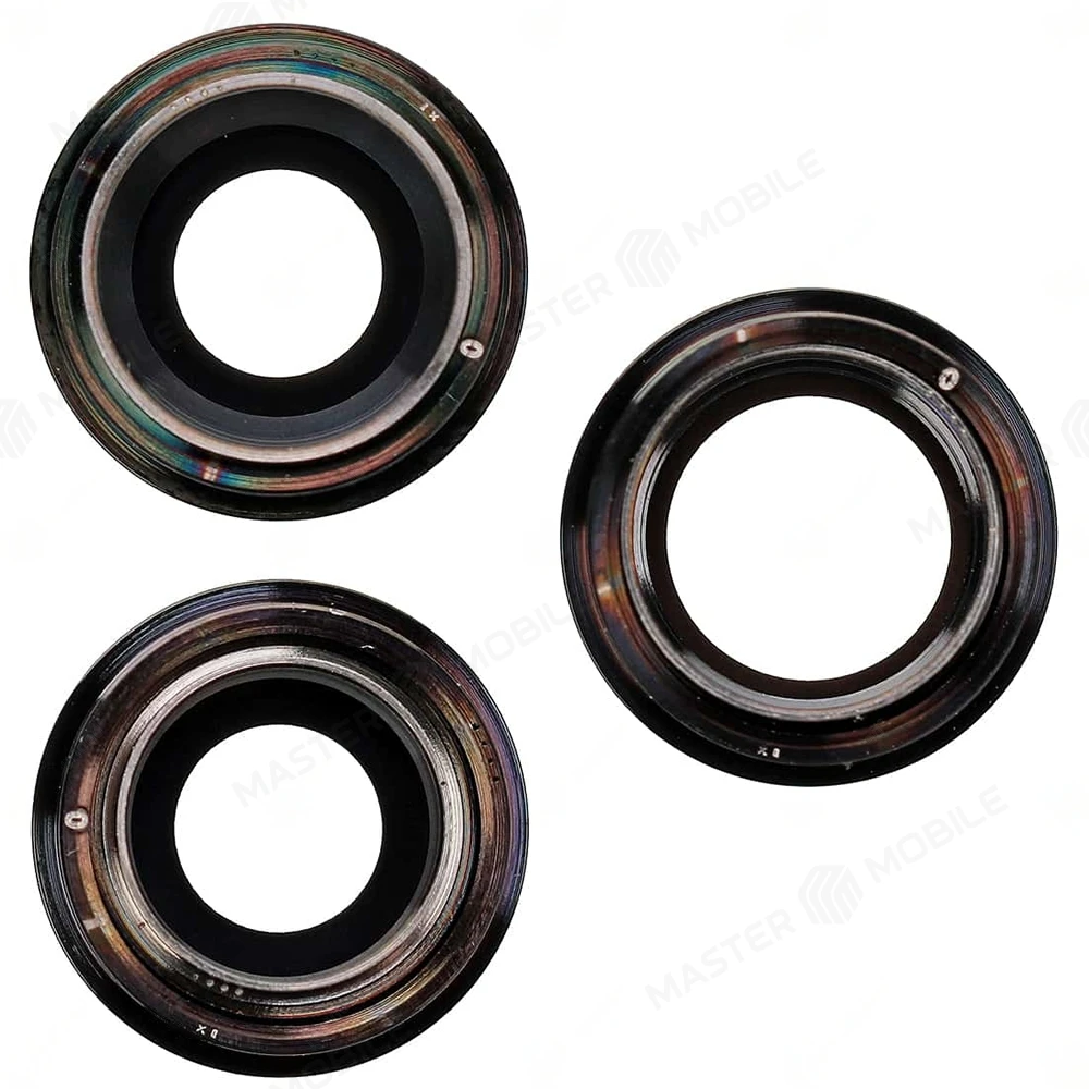 Стекло задней камеры для Apple iPhone 11 Pro / iPhone 11 Pro Max (комплект 3 шт.) (черный) (в рамке) фото №2