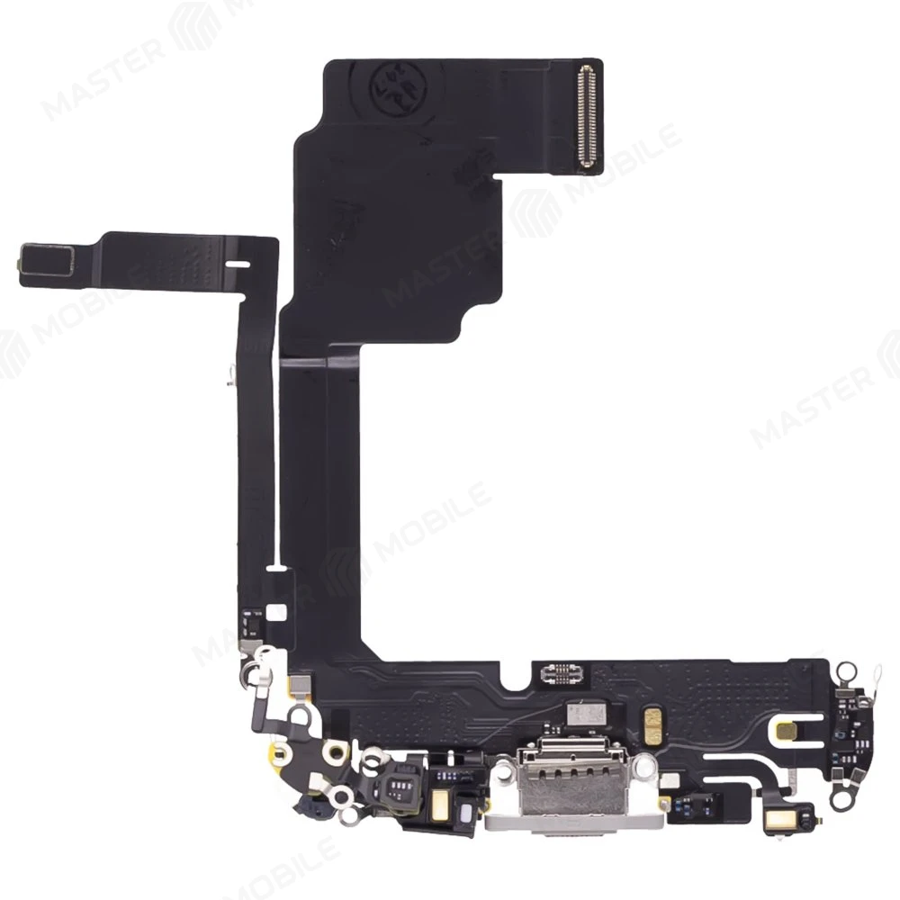 Шлейф для Apple iPhone 15 Pro с комп. + разъем зарядки + микрофон (белый) (ORIG100) фото №1