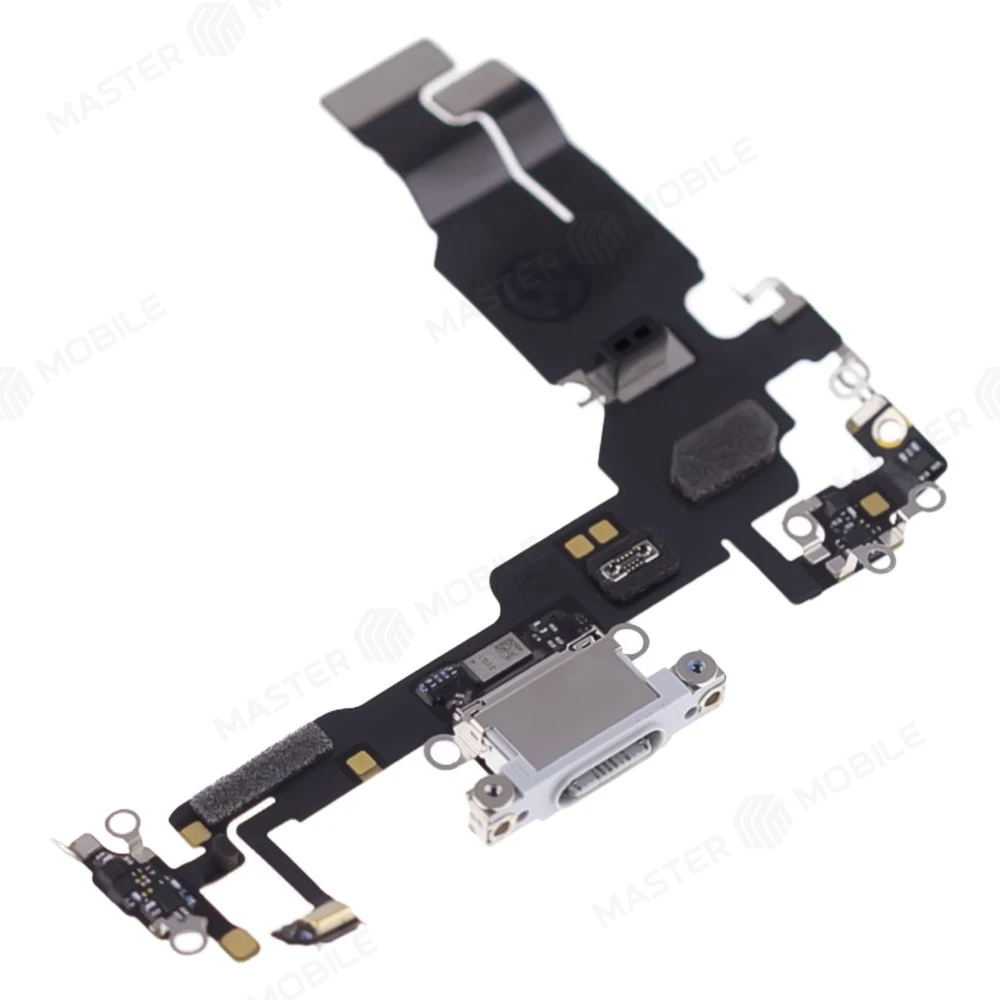 Шлейф для Apple iPhone 15 с комп. + разъем зарядки + микрофон (голубой) (ORIG100) фото №3