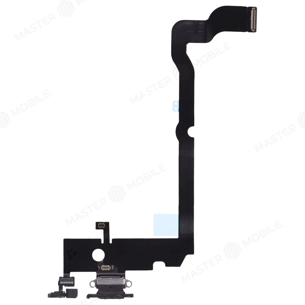 Шлейф для Apple iPhone Xs Max с комп. + разъем зарядки + микрофон (черный) (ORIG100) фото №1