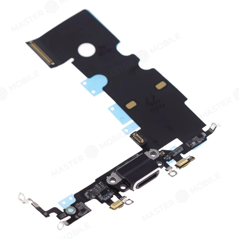 Шлейф для Apple iPhone 8 с комп. + разъем зарядки + микрофон (черный) (ORIG100) фото №3