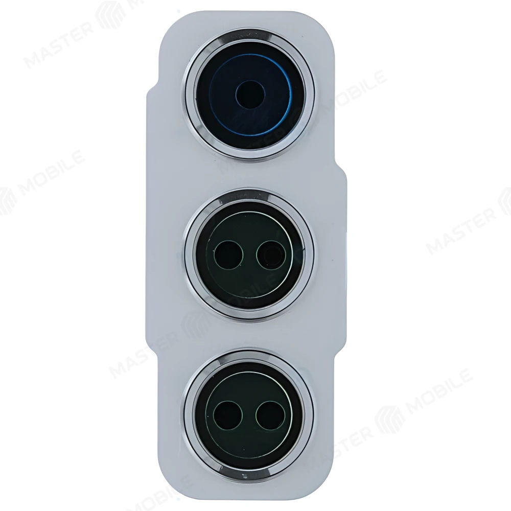 Стекло задней камеры для Samsung G990 Galaxy S21 FE (в рамке) (белый) 