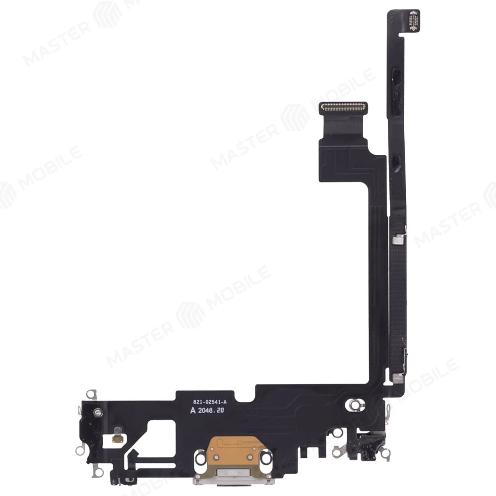 Шлейф для Apple iPhone 12 Pro Max с комп. + разъем зарядки + микрофон (белый) (ORIG100) фото №2