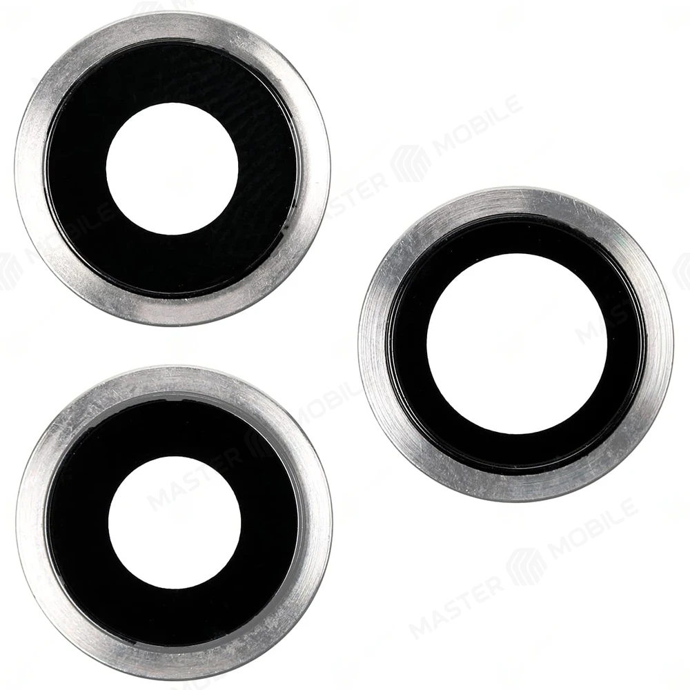 Стекло задней камеры для Apple iPhone 11 Pro / iPhone 11 Pro Max (комплект 3 шт.) (в рамке) (серебристый)  фото №1