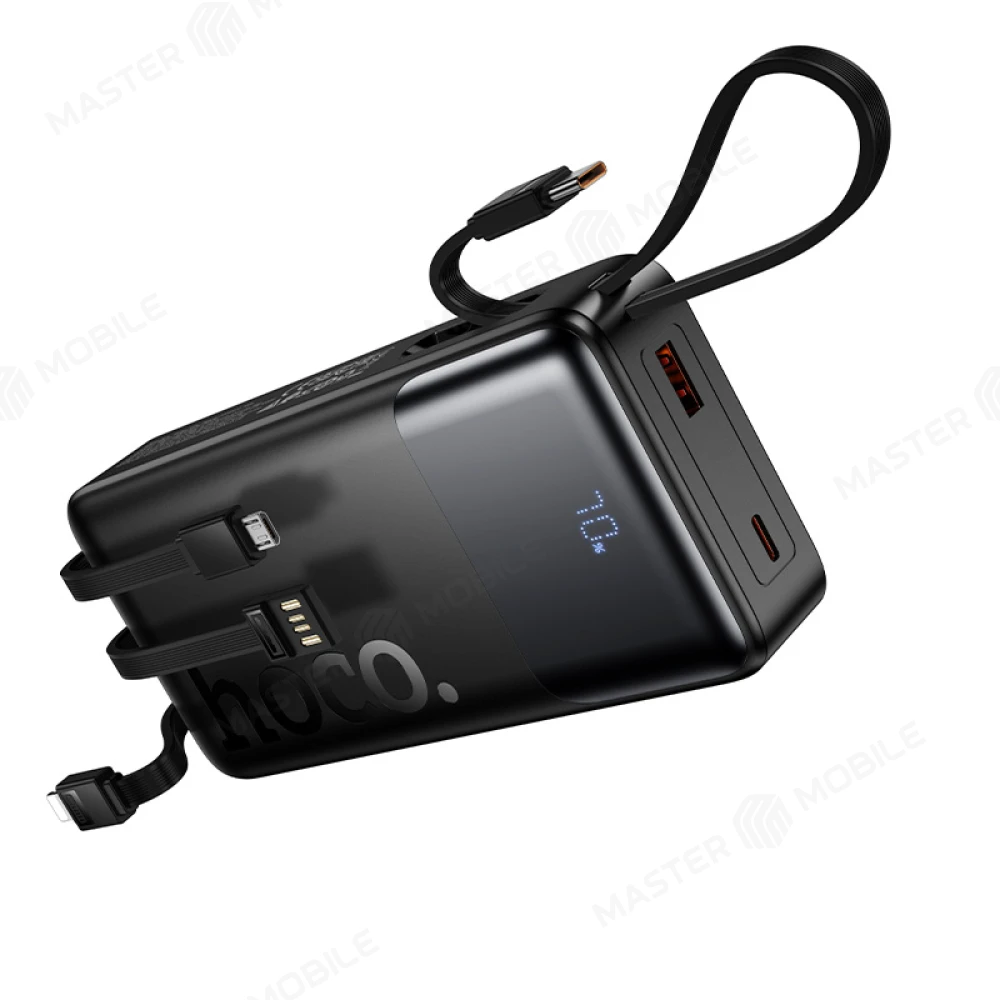 Внешний накопитель Hoco J156A 20000 mAh с кабелями TypeC + MicroUSB + USB+ Lightning (черный) фото №5